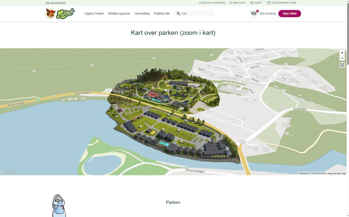 Screenshot of the map integrated into the Mikkelparken WordPress site.