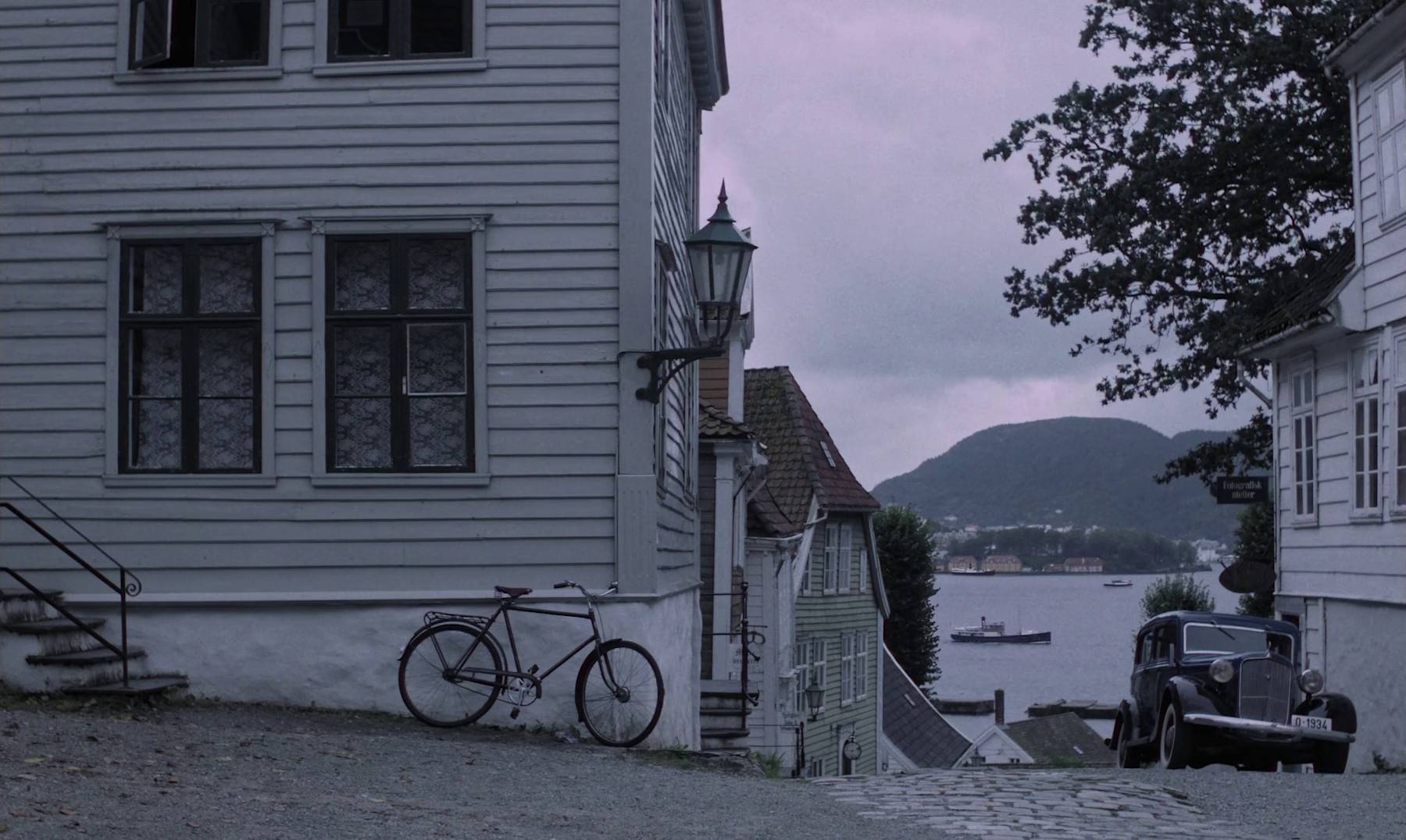 Still from the film's opening scene filmed in Gamle Bergen.