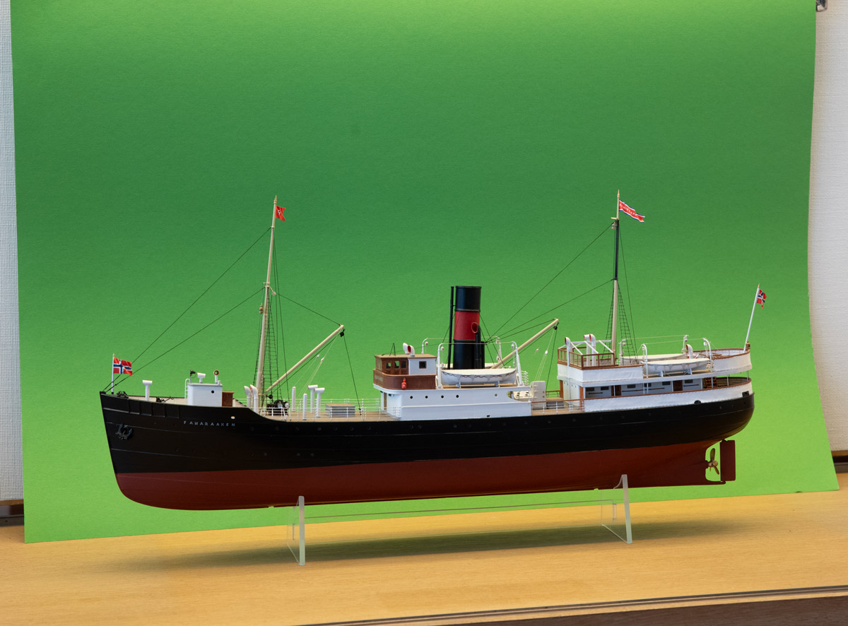 Green screen shot of one of the models from the Bergen Maritime Museum used for the VFX work.