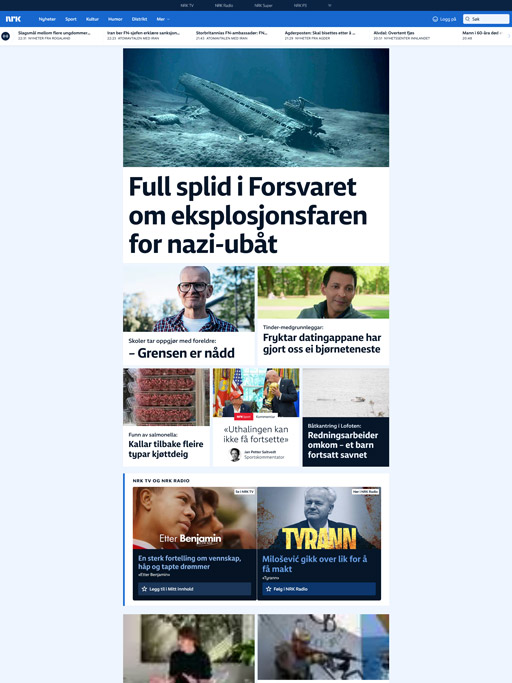 Screenshot of nrk.no news article showing a still from the film.