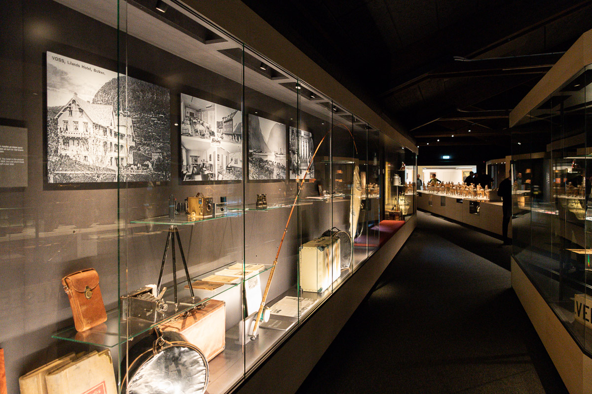 Image from the finished exhibition space showing the finished display cases.
