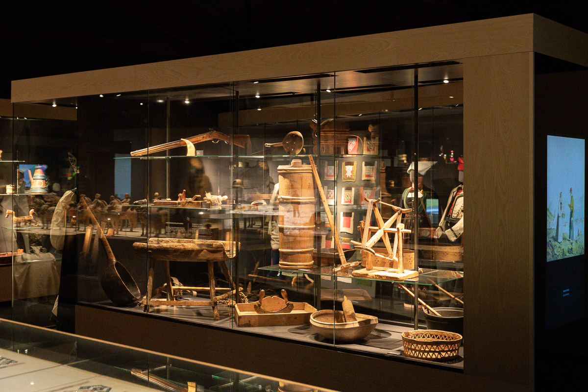 Image from the finished exhibition space showing the finished display cases.