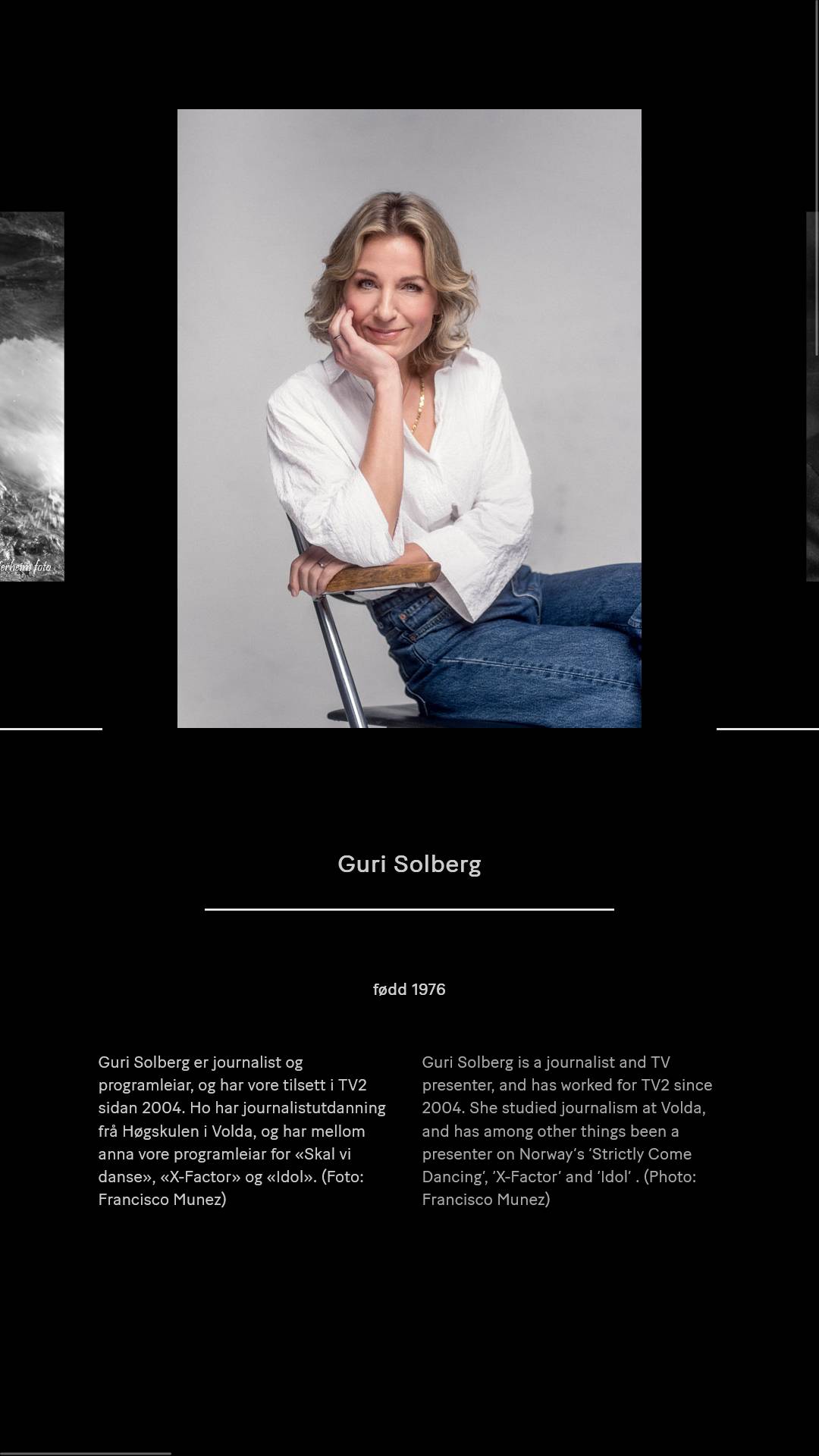 Still image of the Selected Vossing interactive slideshow showing a selection of notable people from Voss.